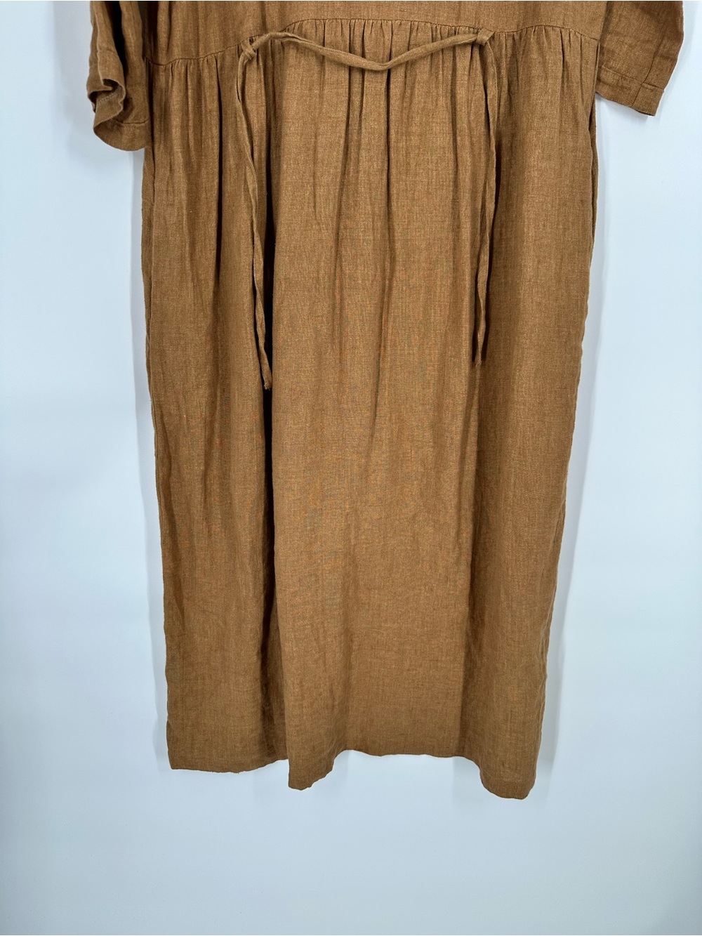 PYNE & SMITH European Flax Linen No.14 Full Length Pocket Dress Caramel Size L - Picture 11 of 16